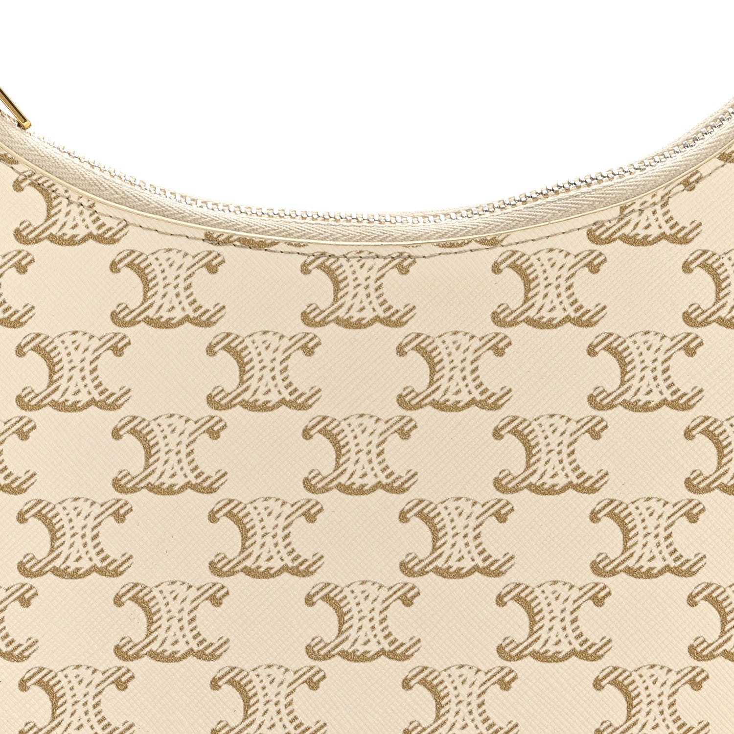 Canvas Calfskin Ava Triomphe Shoulder Bag White