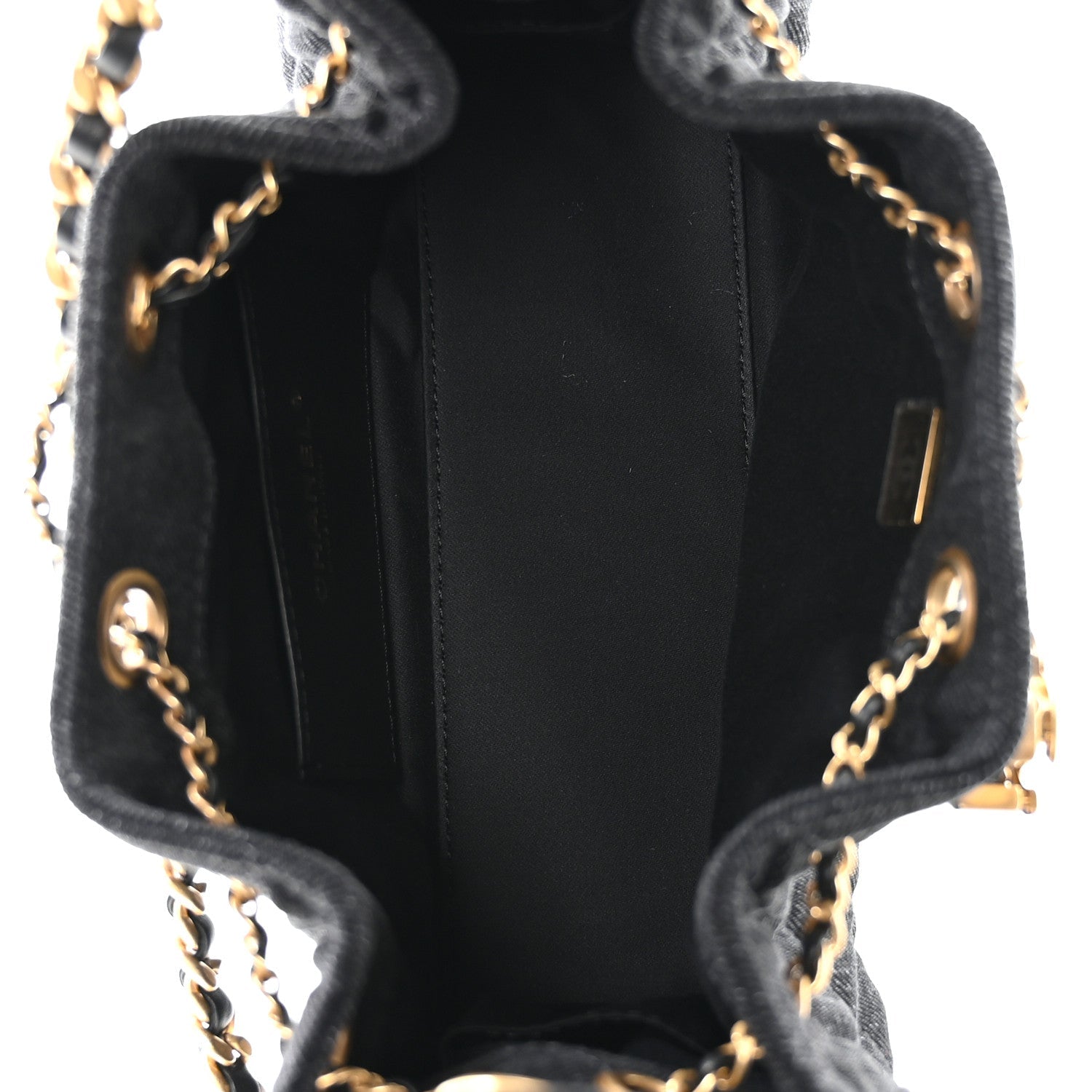Washed Denim Quilted Mini CHNL 25 Handbag Black
