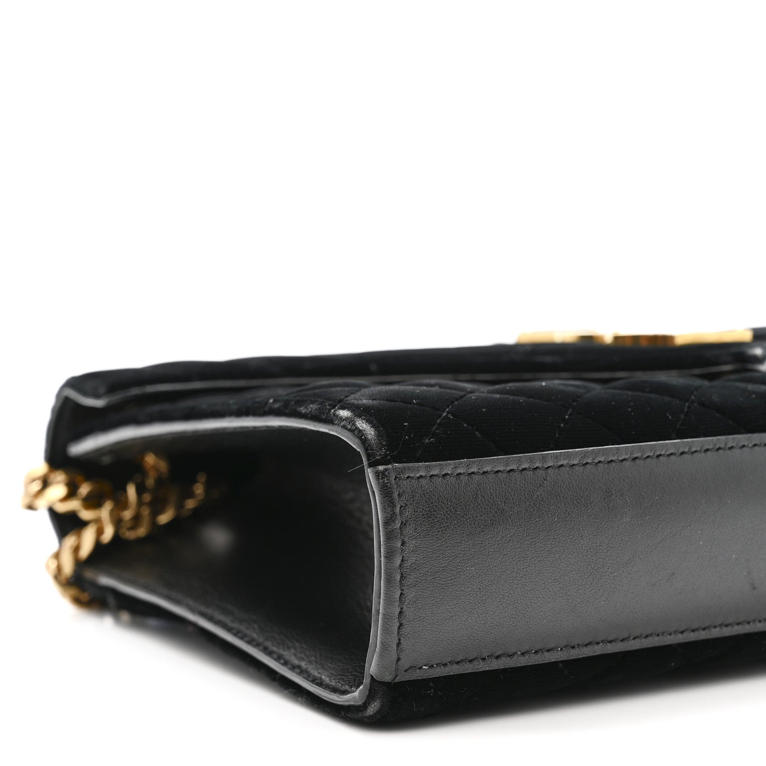 Velvet Tri-Quilt Monogram Medium College Bag Black