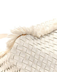 Nappa Intrecciato Canvas Fringe Maltinto Tote White