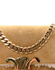 Suede Shearling Triomphe Chain Shoulder Bag Beige
