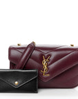 Lambskin Chevron Quilted Mini Loulou Rouge Cabernet