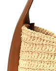 Raffia Calfskin Le 5 A 7 Small Hobo Natural Brick