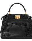 Snakeskin Nappa Mini Peekaboo Iconic Satchel Black