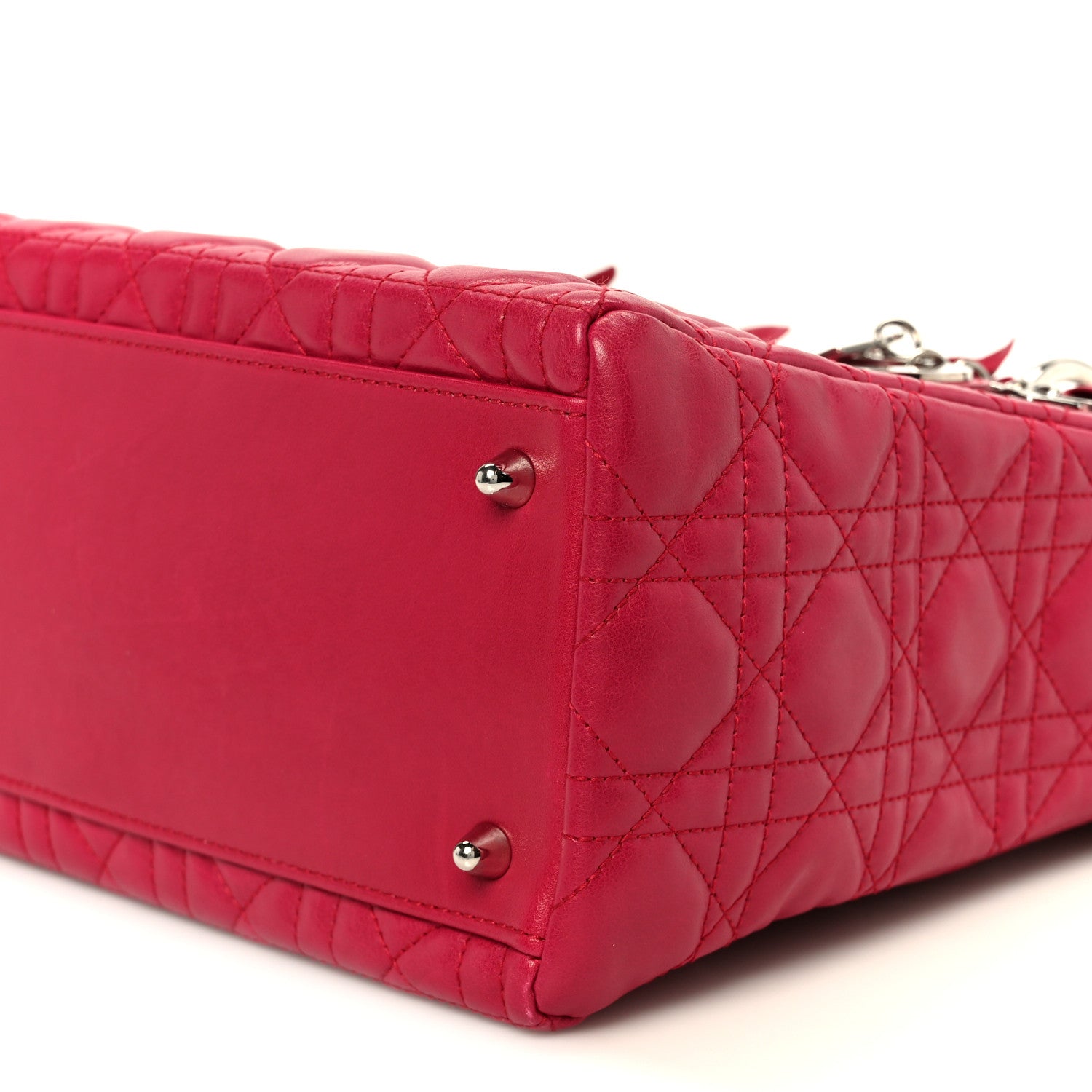 Lambskin Cannage Bow Medium Lady D1OR Fuchsia