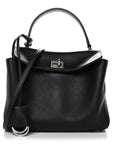 Natural Smooth Calfskin Mini Rodeo Top Handle Handbag Black