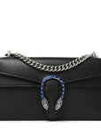 Dollar Calfskin Enamel Small Dionysus Shoulder Bag Black Electric Blue