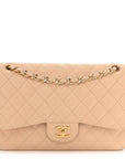 Caviar Quilted Jumbo Double Flap Beige Clair