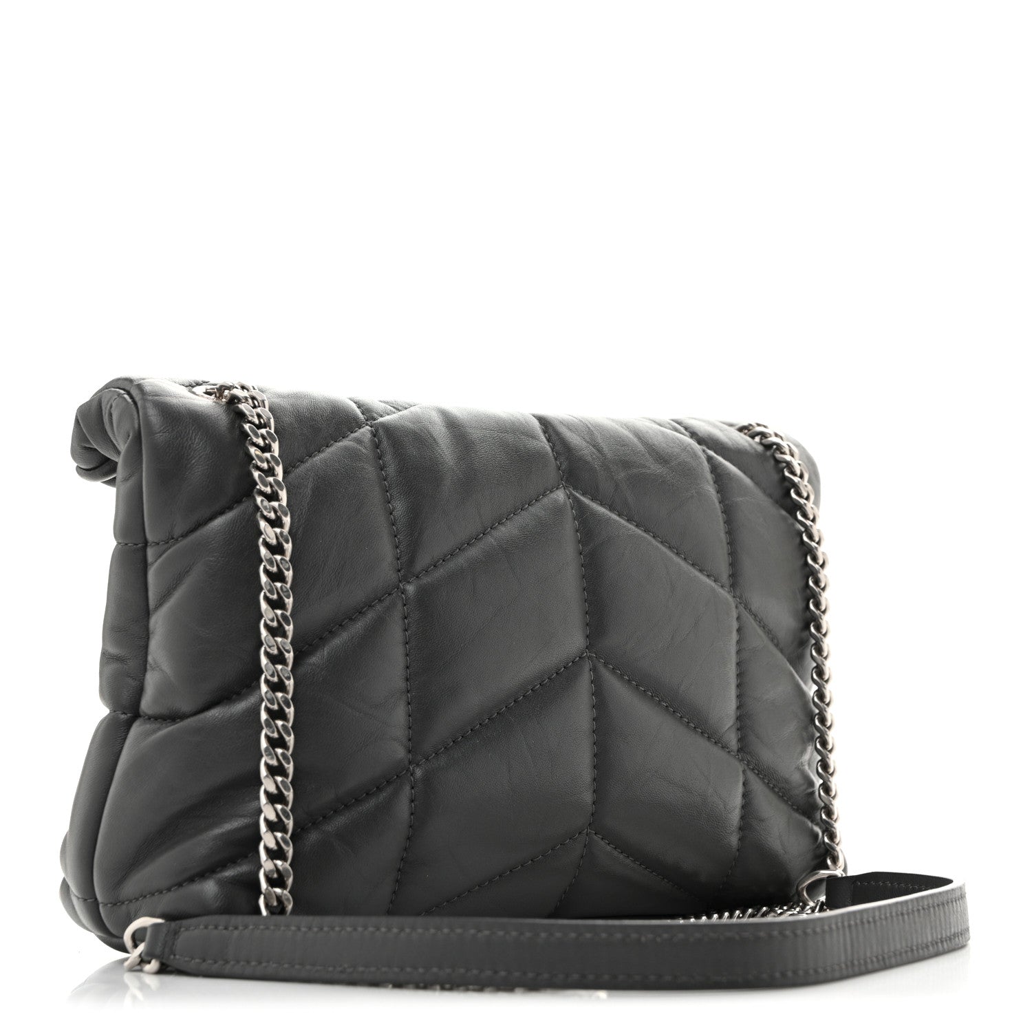 Lambskin Quilted Toy Loulou Puffer Monogram Chain Satchel Fog