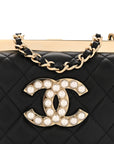 Lambskin Quilted Pearl CC Vanity Case Black