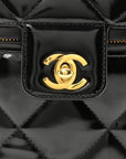 Patent Quilted Top Handle Vanity Case Black