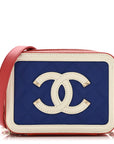 Caviar Quilted Filigree Vanity Clutch With Chain Blue White Red