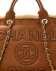 Lambskin Shearling Medium Deauville Tote Brown