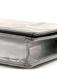 Metallic Patent Micro-Cannage D1ORama Wallet on Chain Pouch Silver