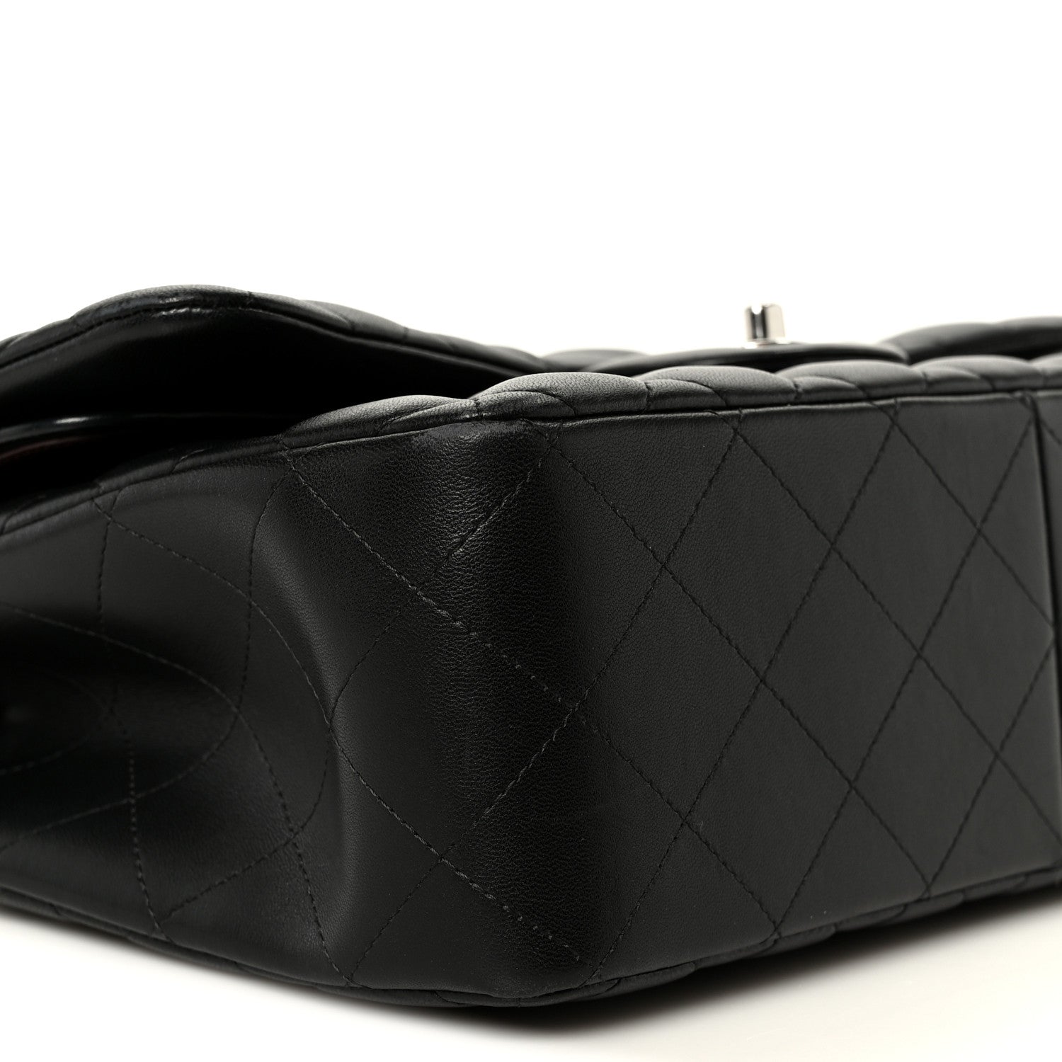 Lambskin Quilted Jumbo Double Flap Black