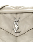 Lambskin Quilted Medium Loulou Puffer Monogram Chain Satchel Crema Soft
