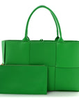Nappa Maxi Intrecciato Medium Arco Tote Parakeet
