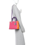 Lambskin Cannage Medium Tri-Color Lady D1OR Pink