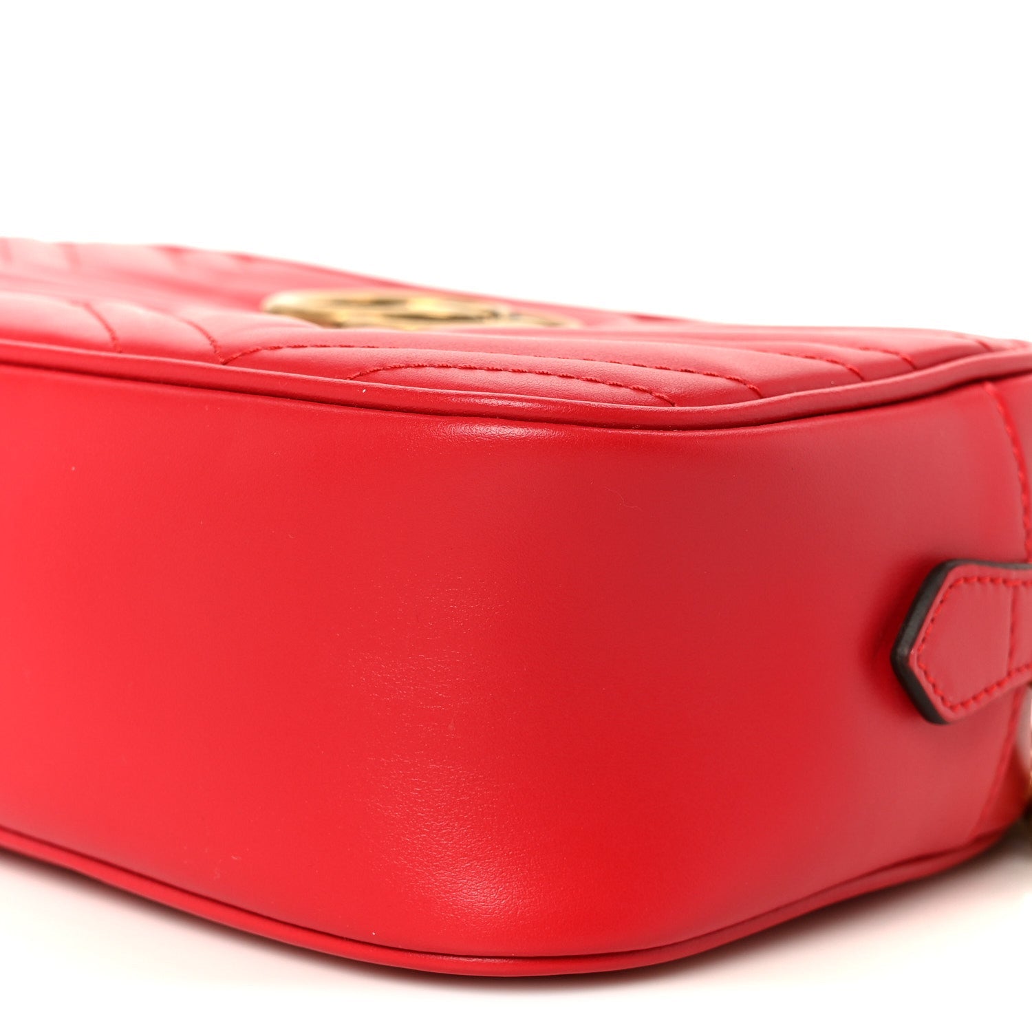 Calfskin Matelasse Small GG Marmont Chain Shoulder Bag Hibiscus Red