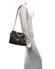 Goatskin Quilted Large CHNL 19 Flap Black
