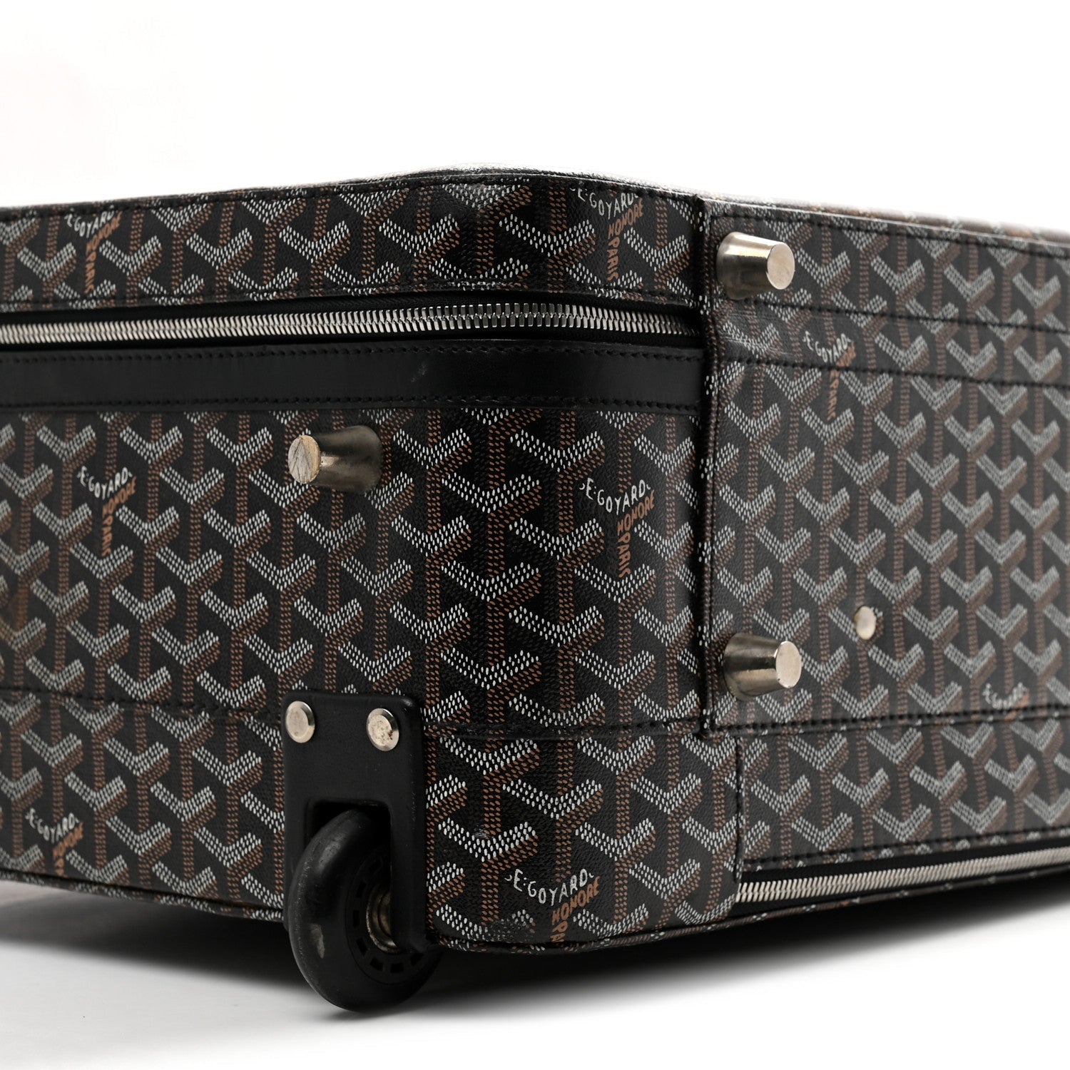 Goyardine Rolling Suitcase Trolley PM Black