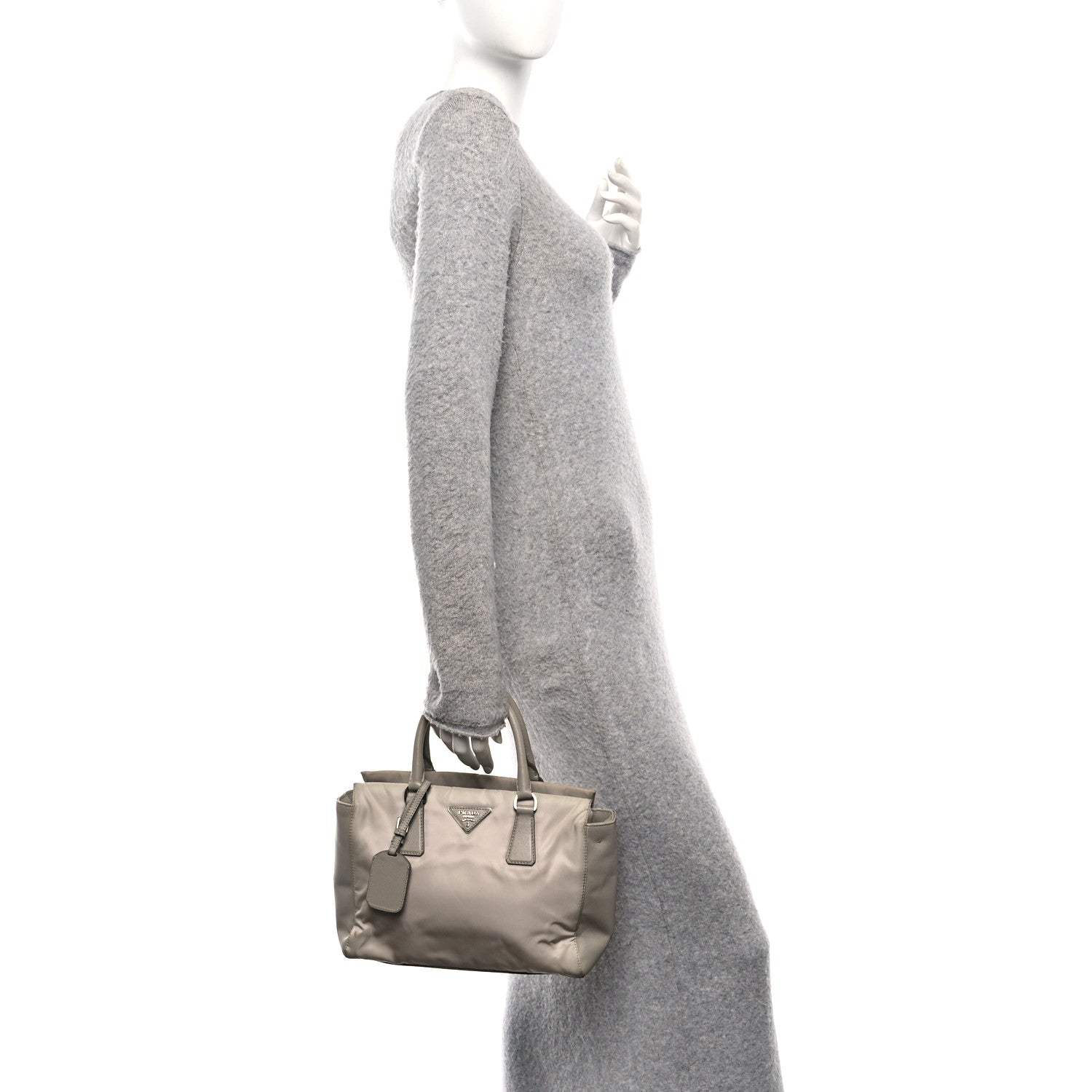 Nylon Saffiano Bi-Color Tote Grey