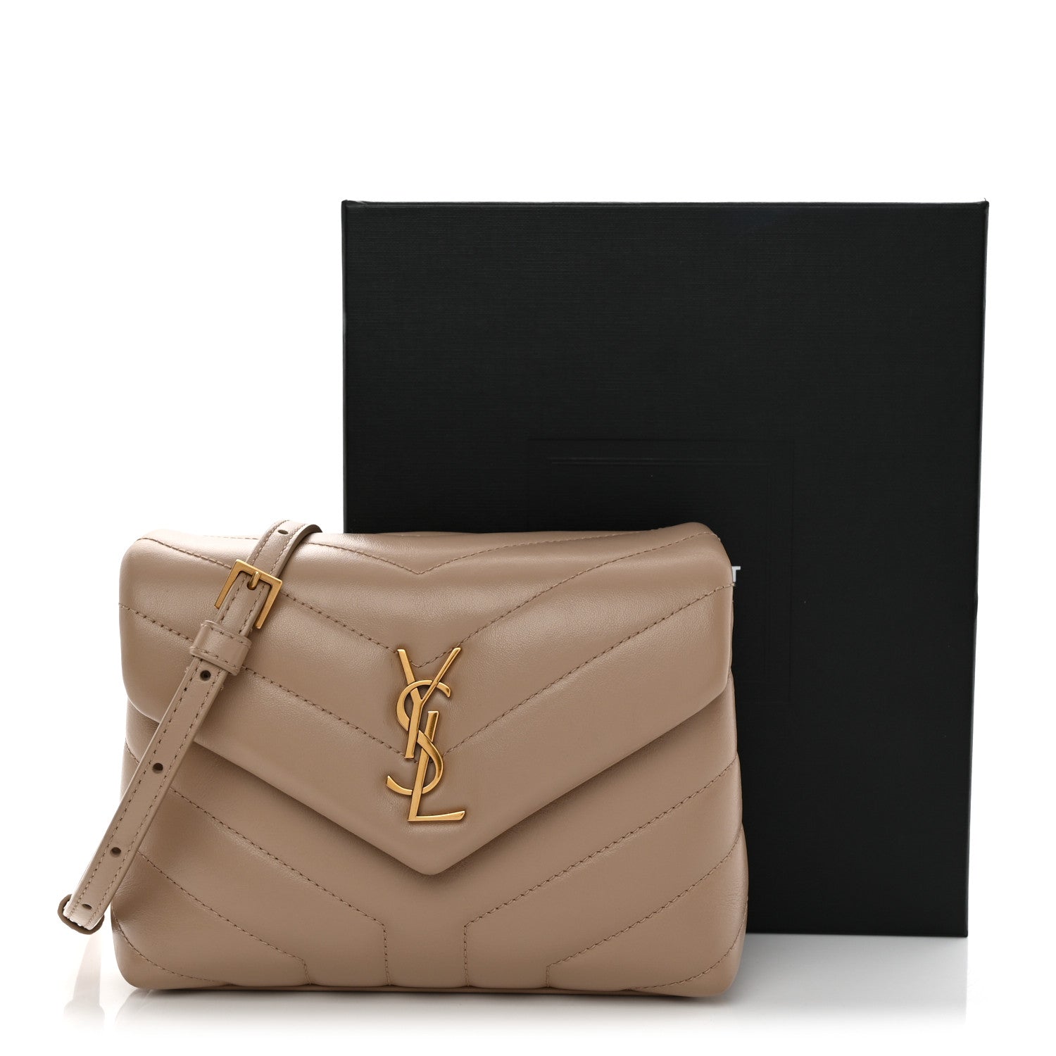 Calfskin Y Quilted Monogram Toy Loulou Crossbody Bag Dark Beige