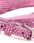 Strass Suede Hourglass Top Handle Bag XS Pink