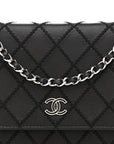 Calfskin Whipstitch Wallet On Chain WOC Black