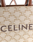 Triomphe Canvas Calfskin Mini Vertical Cabas White