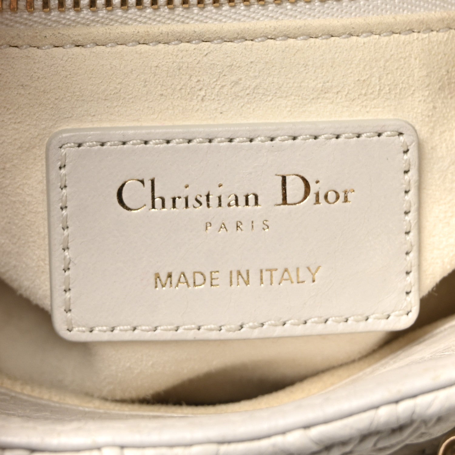 Lambskin Gathered Mini Lady D1OR White