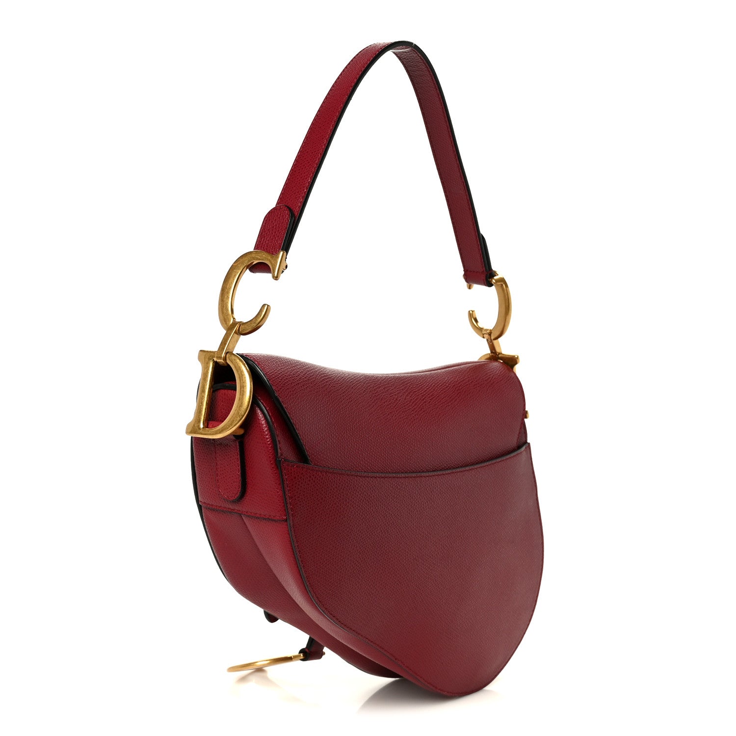 Grained Calfskin Saddle Bag Red