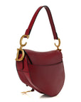Grained Calfskin Saddle Bag Red