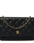 Caviar Quilted Wallet on Chain WOC Black