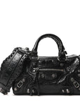 Agneau Arena Mini Le Cagole Duffle Crossbody Bag Black