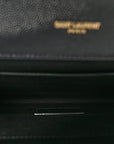 Grain De Poudre Matelasse Chevron Monogram Envelope Clutch Black