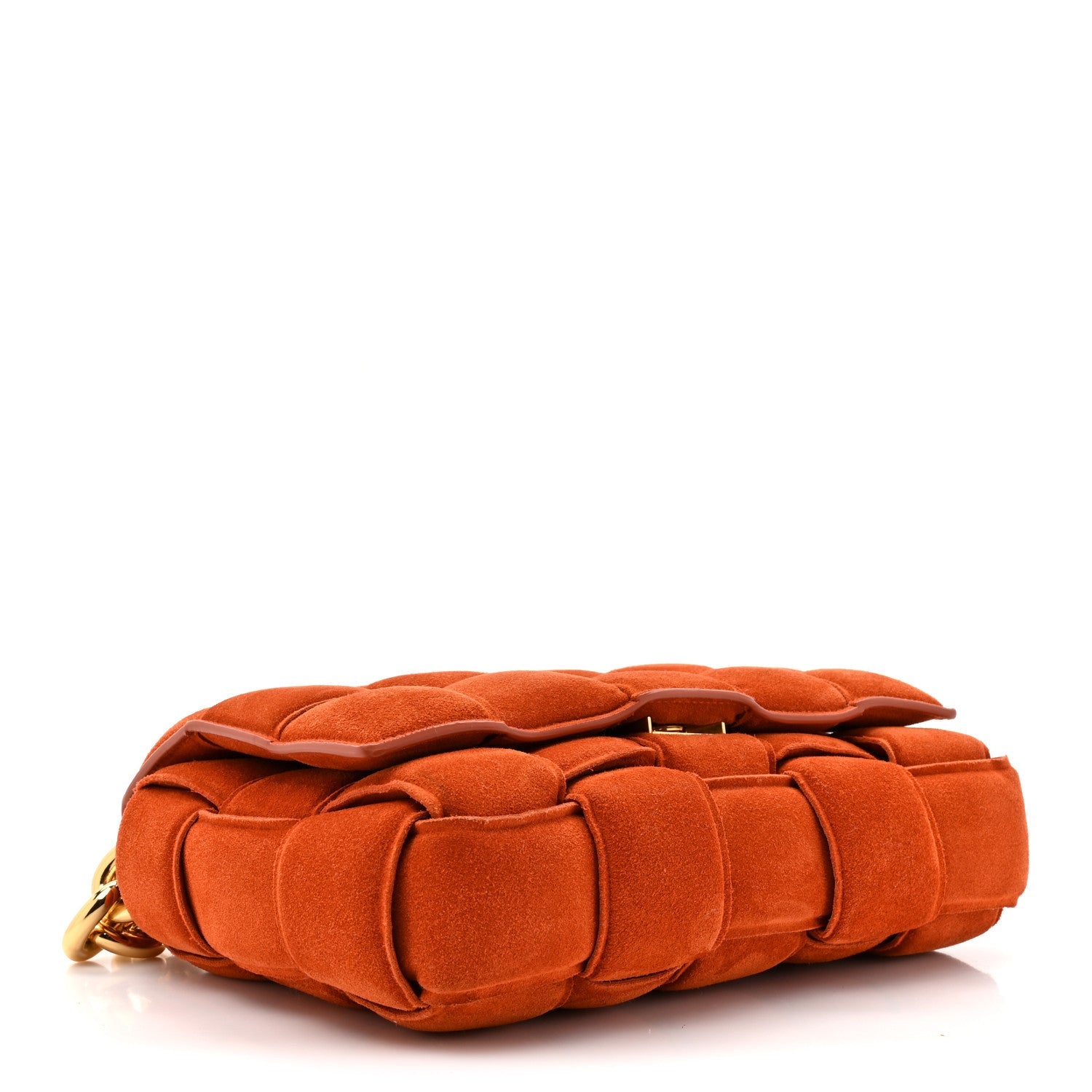 Suede Maxi Intrecciato Padded Chain Cassette Crossbody Bag Maple