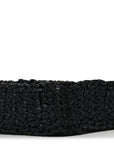 Yarn Raffia Effect Crochet Logo Embroidered Tote Bag Black