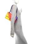Calfskin Quilted Medium Rainbow Double Flap Multicolor