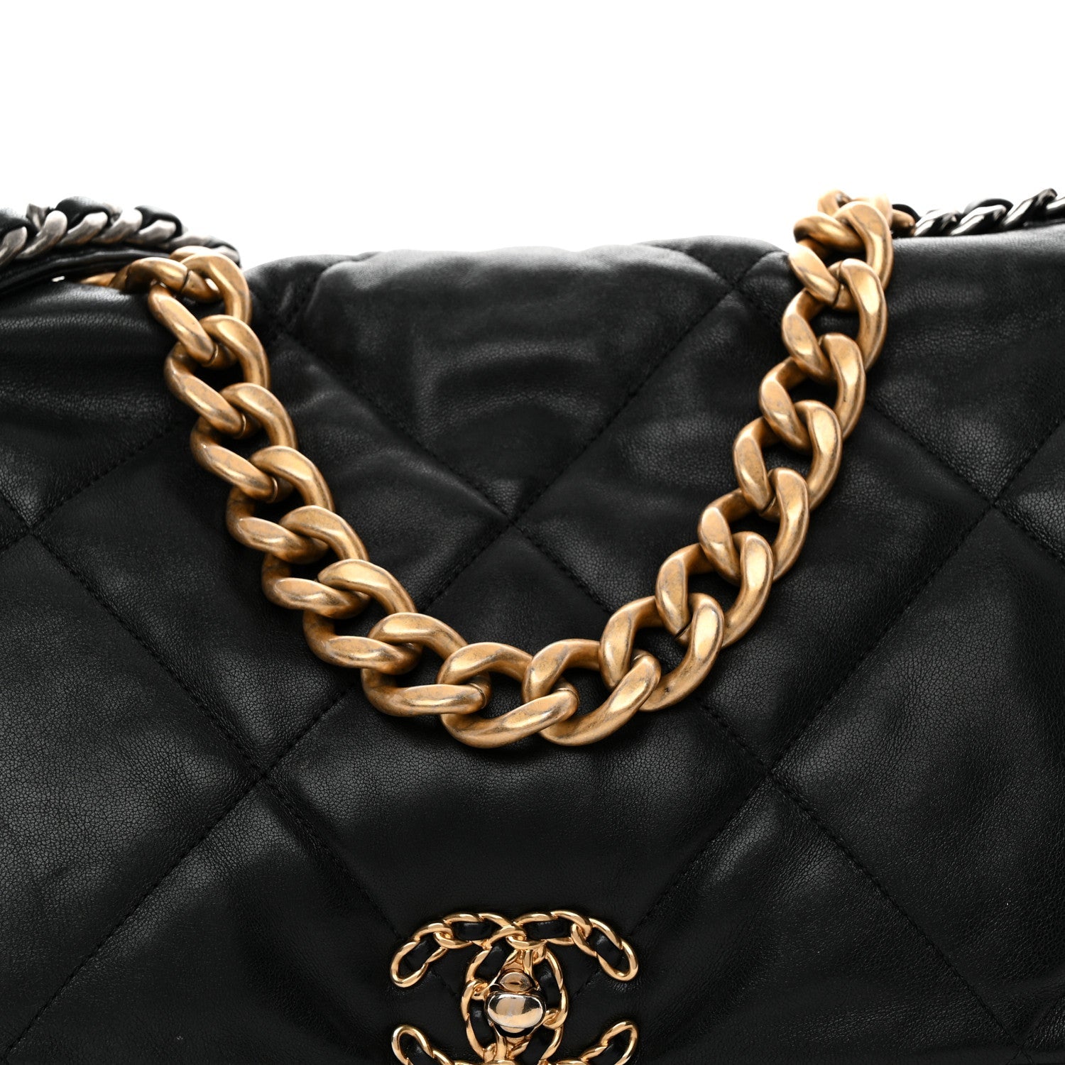 Goatskin Quilted Maxi CHNL 19 Flap Black