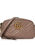 Calfskin Matelasse Small GG Marmont Chain Shoulder Bag Porcelain Rose