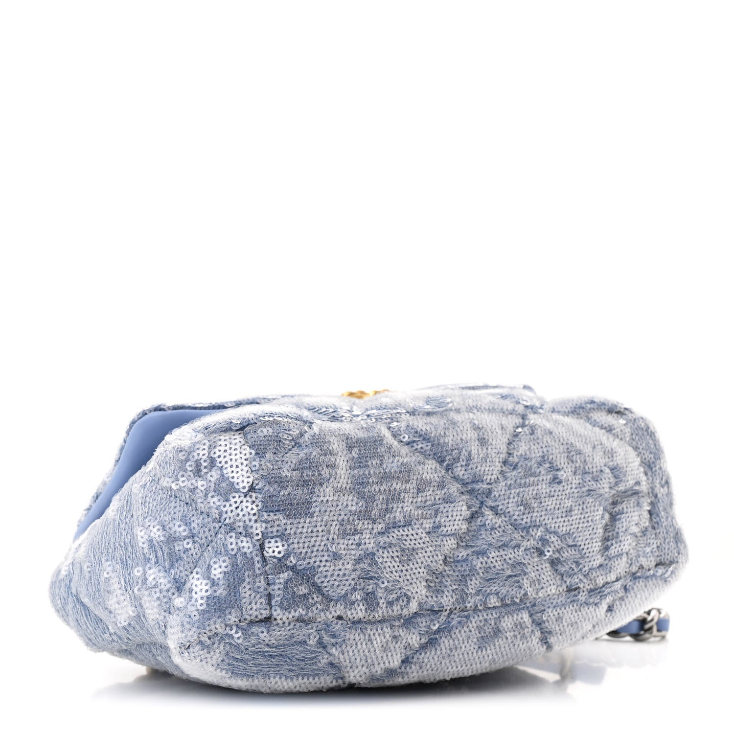 Sequin Quilted Medium CHNL 19 Flap Light Blue
