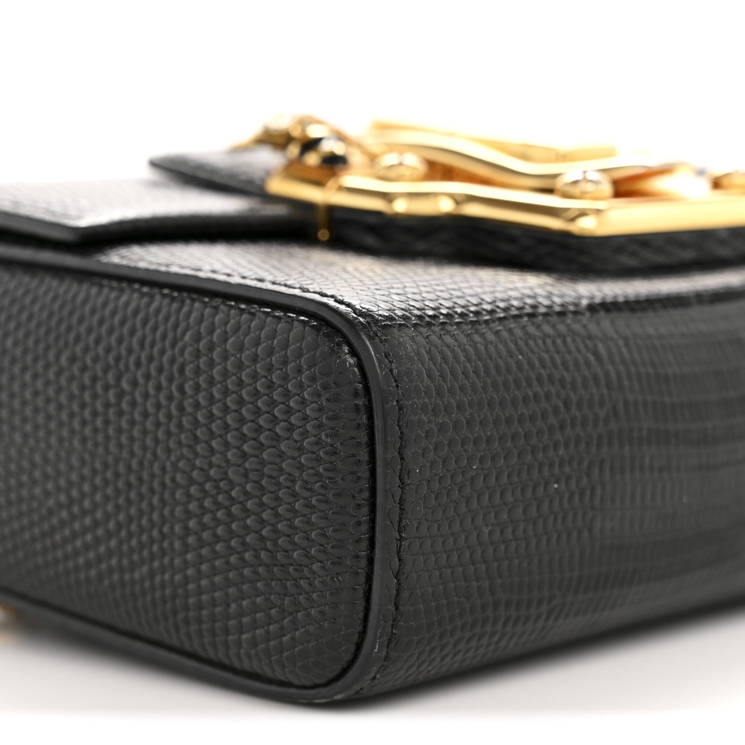 Calfskin Iguana Embossed Mini Lucia Satchel Black