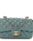 Lambskin Quilted Mini Rectangular Flap Green