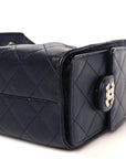 Metallic Caviar Quilted Mini CHNL 25 Handbag Dark Blue
