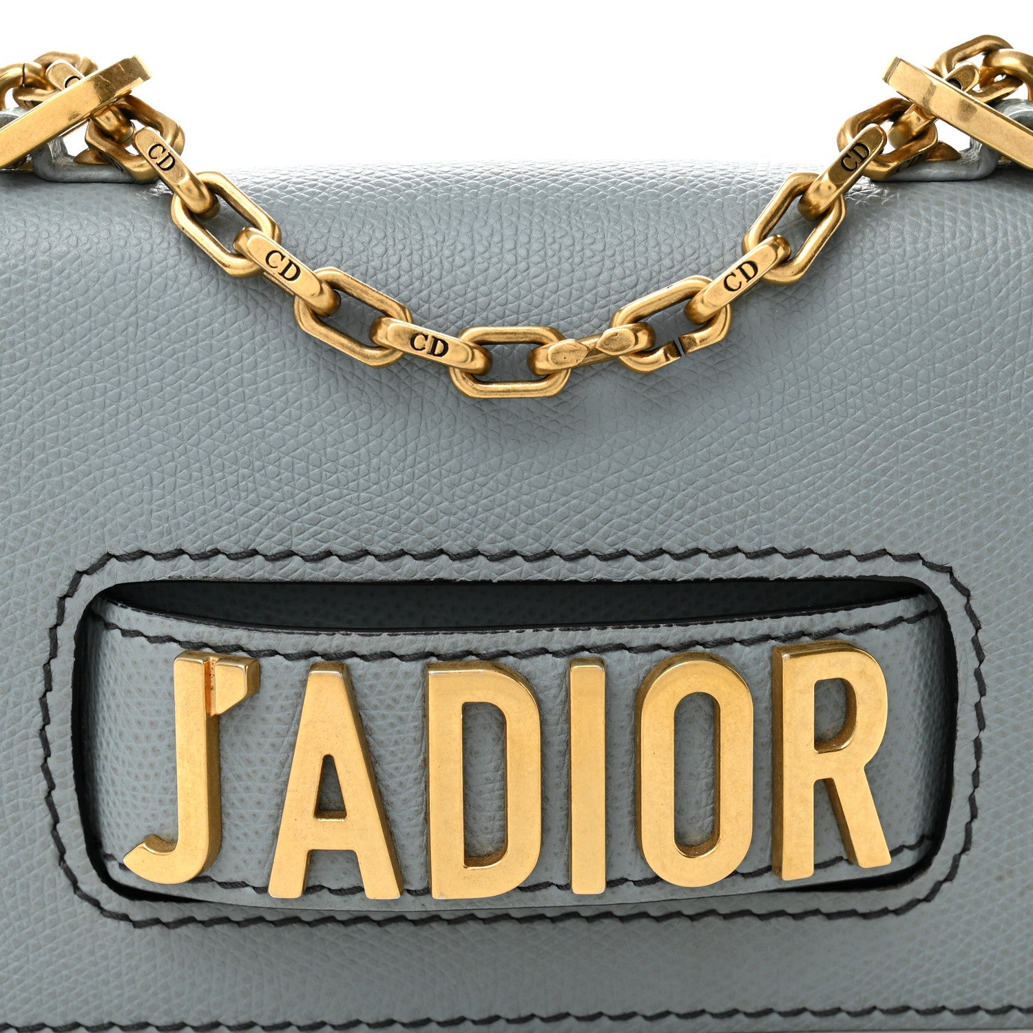 Grained Calfskin Mini J'AD1OR Chain Flap Bag Sky Blue