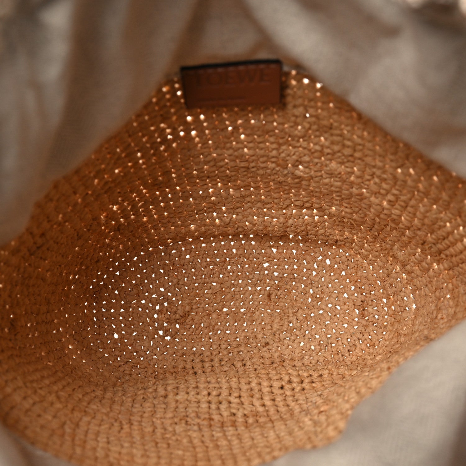 Calfskin Raffia Anagram Paulas Ibiza Pochette Bag Natural Tan