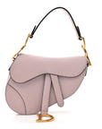 Grained Calfskin Mini Saddle Bag Light Pink