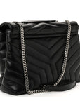 Calfskin Y Quilted Monogram Medium Loulou Chain Satchel Black