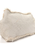 Nappa Intrecciato Canvas Fringe Maltinto Tote White